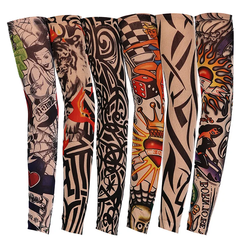 

New Cool Tattoos Arm Sleeves Unisex Barcer Elasticity Cover UV Sun Protection Hand Basketball Golf Cycling Equipment#277519
