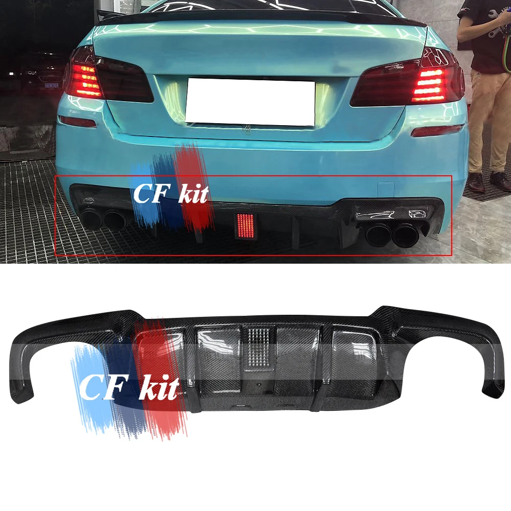 

CF Kit V Style Real Carbon Fiber F10 M5 Diffuser Rear Lip Bumper Protector For BMW F10 M5 With LED light Car Styling