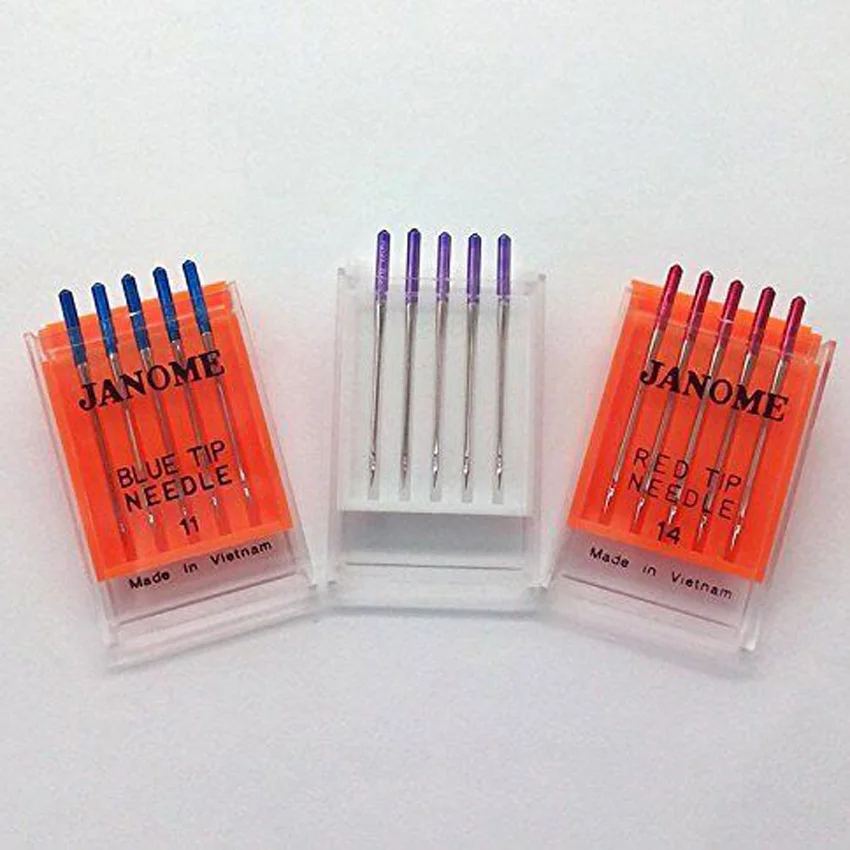 Janome Sewing Machine Blue Tip Needle Size 11 Purple Tip Needles 14 Red