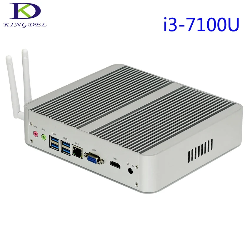 Новинка 2017 двухъядерный настольный мини ПК Intel i3 7100U без вентилятора неттоп Ultra HD 4K