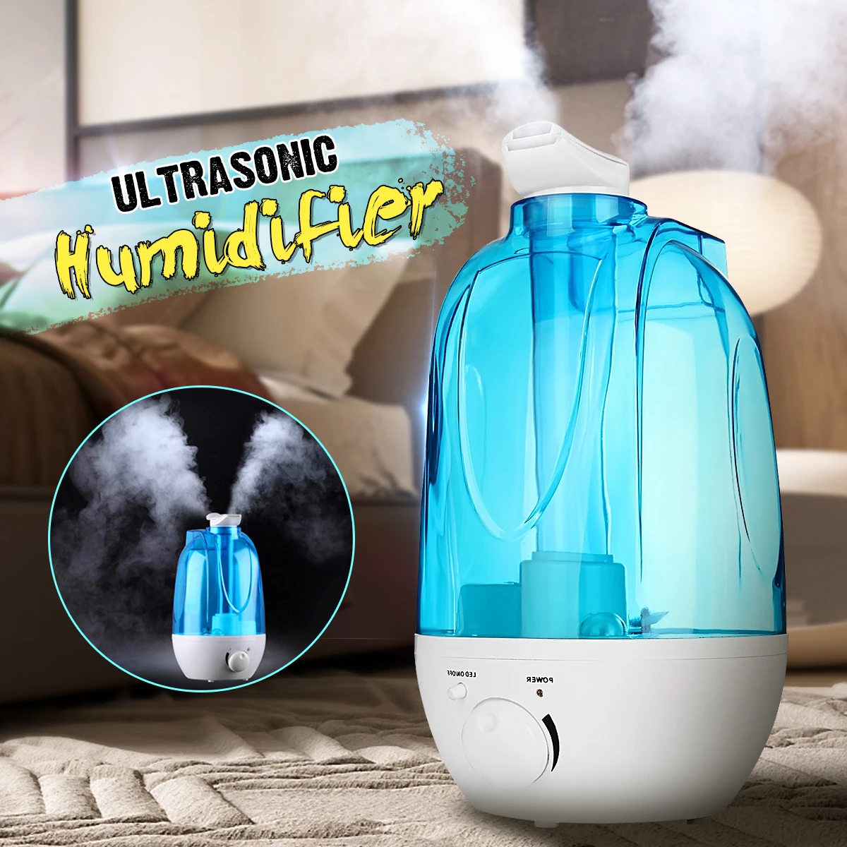 

4L Aroma Ultrasonic Humidifier Essent Oil Diffuse 25W 110-240V LED Light Humidifier Aromatherapy Air Diffuser Mist Maker Fogger