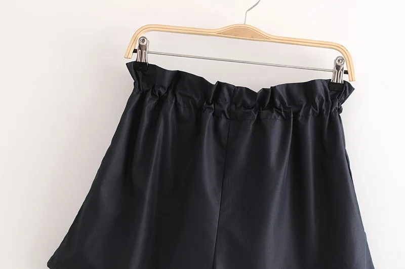 VOGUEIN новые женские летние эластичные талия Раффлед хаки/черный короткие штаны шорты оптовая продажа