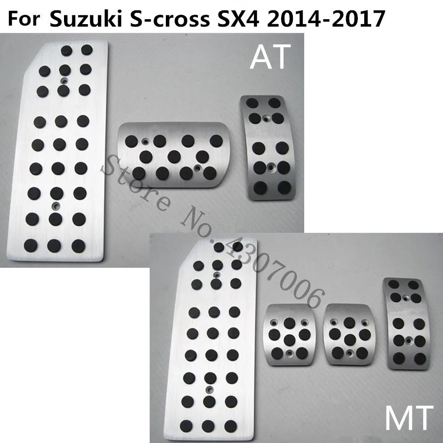 

car styling cover Aluminium alloy foot Gas/petrol/oil Brake Rest trim Pedal For Suzuki S-cross scross SX4 2014 2015 2016 2017