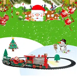 Детский трек маленький поезд Игрушка Электрическая легкая музыкальная игрушка Рождественский симулятор Поезд Классический силовой трек