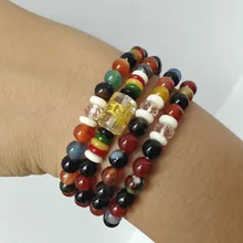 Природные Красочные Агат Браслет Этнические ручной строка