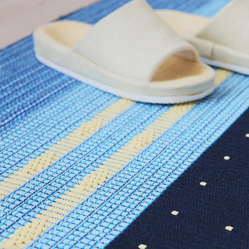 Скандинавский тканый хлопковый небольшой ковер, синий звездный Небесный коврик из тесьмы, толстый латексный Противоскользящий коврик для двери для гостиной