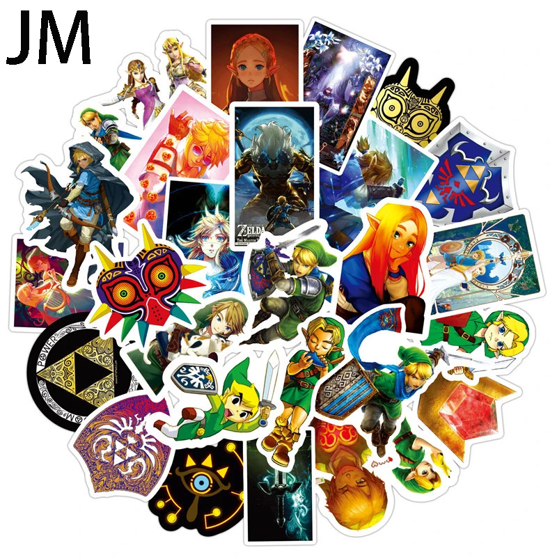 

50Pcs Legend of Zelda Anime Icon Animal Cute Decals Guitar Fridge Bicycle Stickers Gifts for Children to Laptop Suitcase