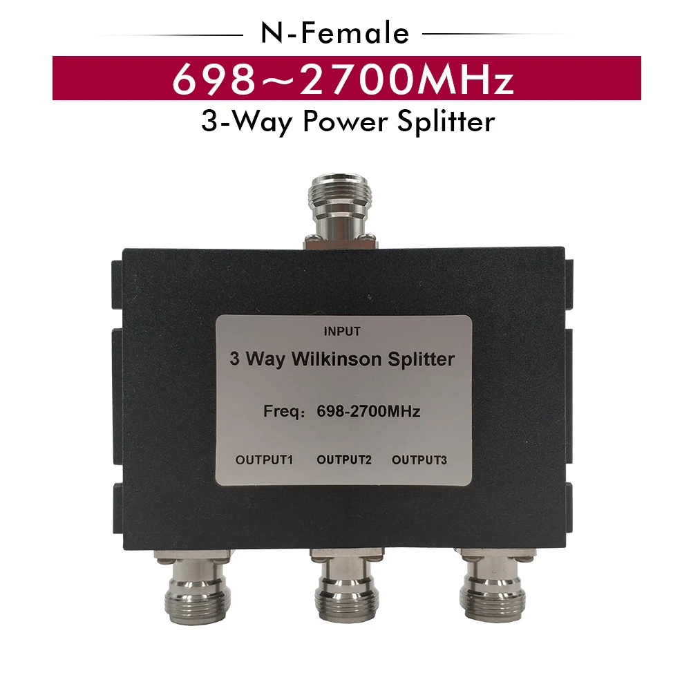 

698~2700MHz 3-Way N-Female Splitter Power Divider for CDMA 850/ GSM 900/DCS 1800/PCS 1900/WCDMA 2100/ LTE 2600MHz Signal Booster