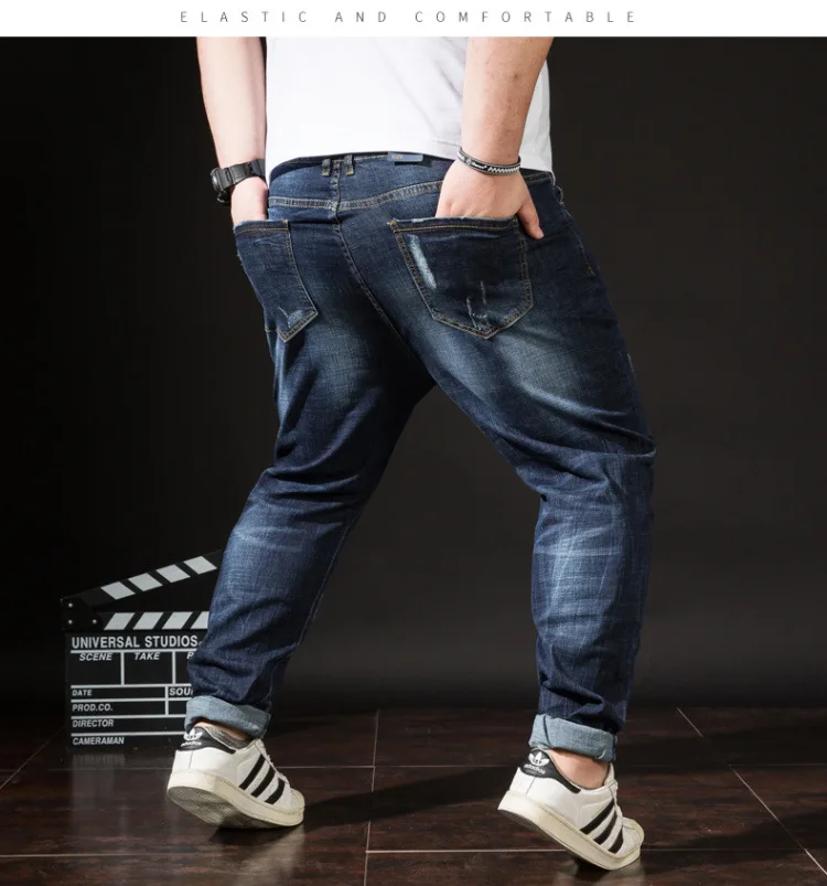 SHABIQI шаровары стиль большой ярдов джинсы мужские, цвета моря нового хип-хоп BaggyJeans хип свободные прямые джинсы брюки скейтборд большой
