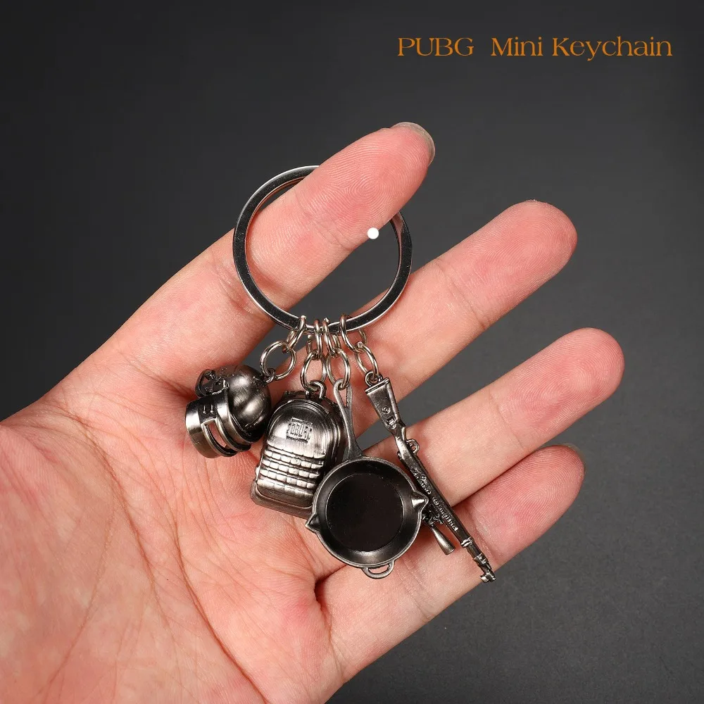 

Fancy&Fantasy Game PUBG Keychain Level 3 Helmet Backpack Saucepan Key Chain Fans Battle Grounds Keyring Gift Llaveros