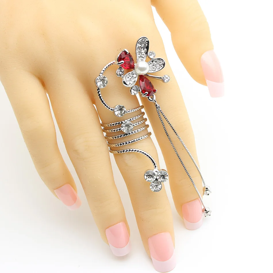 Великолепное Фирменное дизайнерское свадебное кольцо для женщин, Кристальные ювелирные изделия с кистями, весенние кольца, имитация жемчуга, свадебное банкетное круглое кольцо