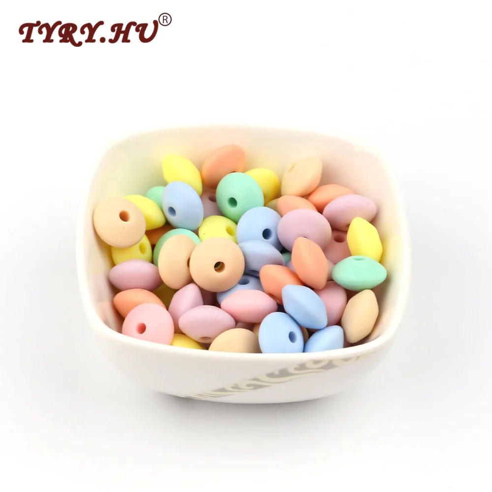 

TYRY.HU 200PC 12mm Silicone Lentil Abacus Loose Beads Baby Teething Teether Beads Gift BPA Safe Chew Bead For DIY Jewelry Making