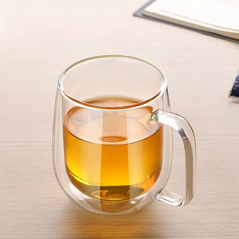 Duolvqi с двойными стенками Стеклянная кунг-фу чайная чашка ручной работы термостойкая здоровая кружка для напитков кофейная чашка изолированное прозрачное стекло