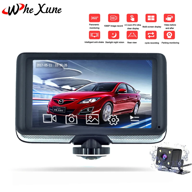 Whexune 4.5 &quotВидеорегистраторы для автомобилей Сенсорный экран Full HD 1440 P Двойной