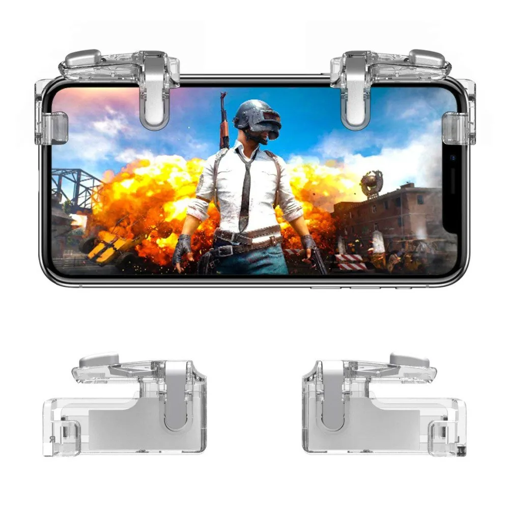 Koop Universele Telefoon Game Trigger Fire Knop Verstandige Schieten en Doel Toetsen L1 R1 Shooter Joystick voor PUBG Survival regels