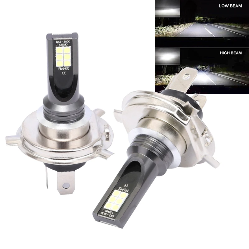 

2x Super Bright H4 DC12-24V 24W White 1000LM 3030 12LED Auto Car Headlight Lamps