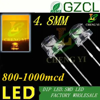 

Yellow 4.8mm leds 800-1000mcd straw hat dip led 585-595nm 120 wide view angle 2.0-2.5V