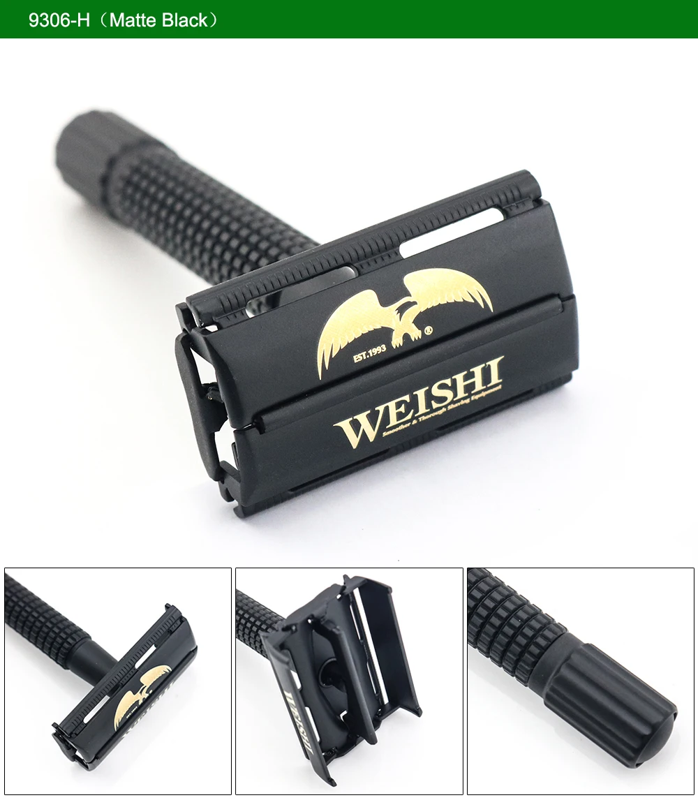 Borboleta de Metal Fosco de Alta Cor de Bronze Safety Razor Double Edge Navalha Weishi Prateado 9306 f 9306 c 9306 i Arma Preto Qualidade Novo 25 razor metal
