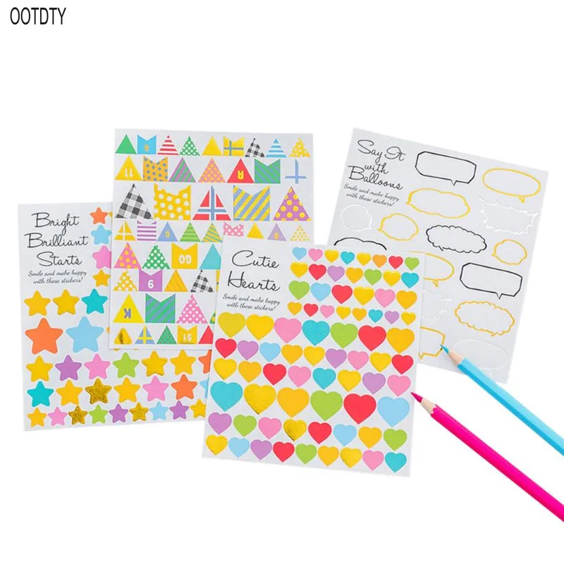 

Creative Cartoon Geometry Bronzing Handbook for Children DIY Decorative Stickers Album Notebook Decoration Paper Craft Scrapbook