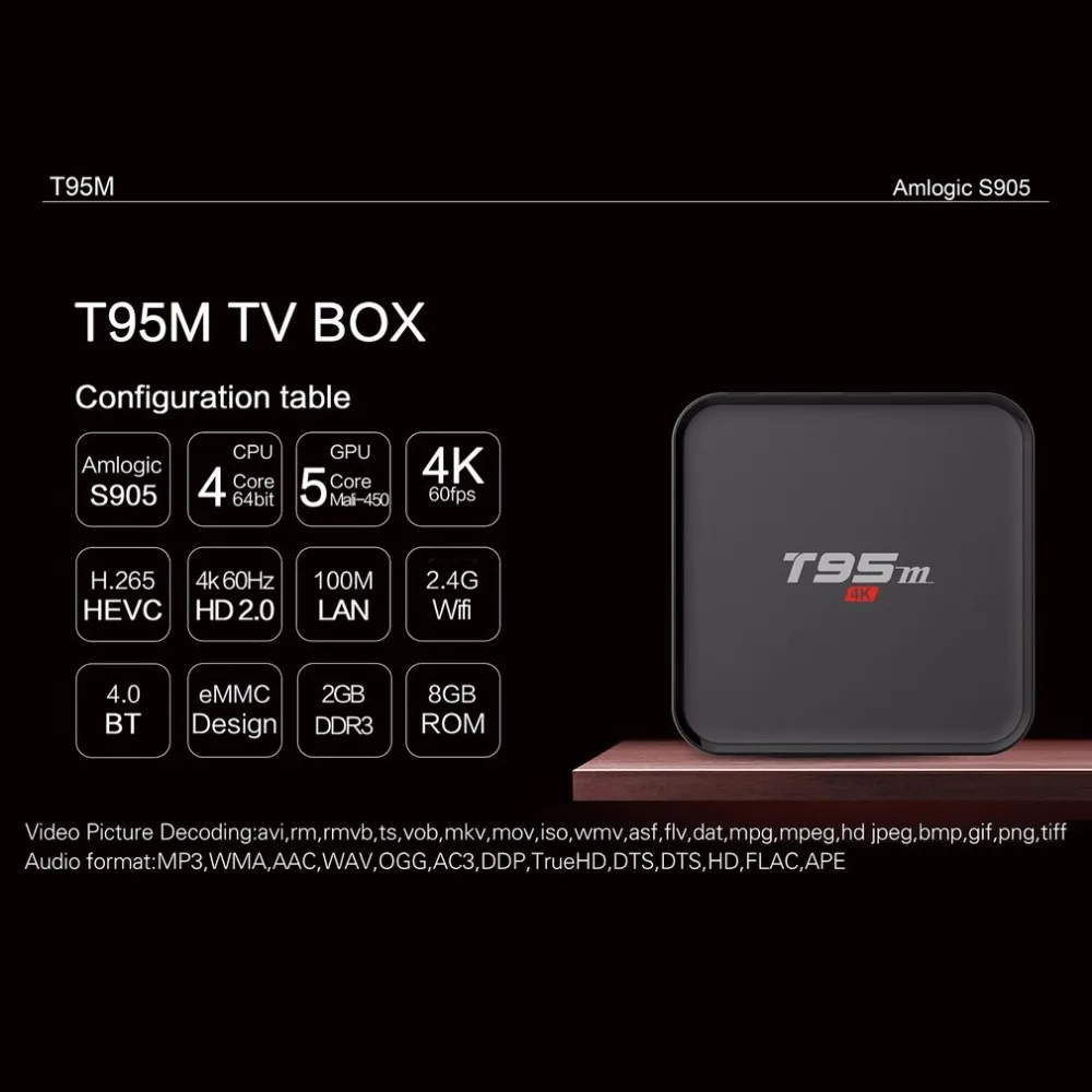 T95M Android5.1 TV Box with EU Plug Amlogic S905 1GB DDR3 8GB EMMC Quad Core 1080P Full HD 4K*2K Resolution Support 2.4G Wifi T95M Android5.1 TV Box with EU Plug Amlogic S905 1GB DDR3 8GB EMMC Quad Core 1080P Full HD 4K*2K Resolution Support 2.4G Wifi