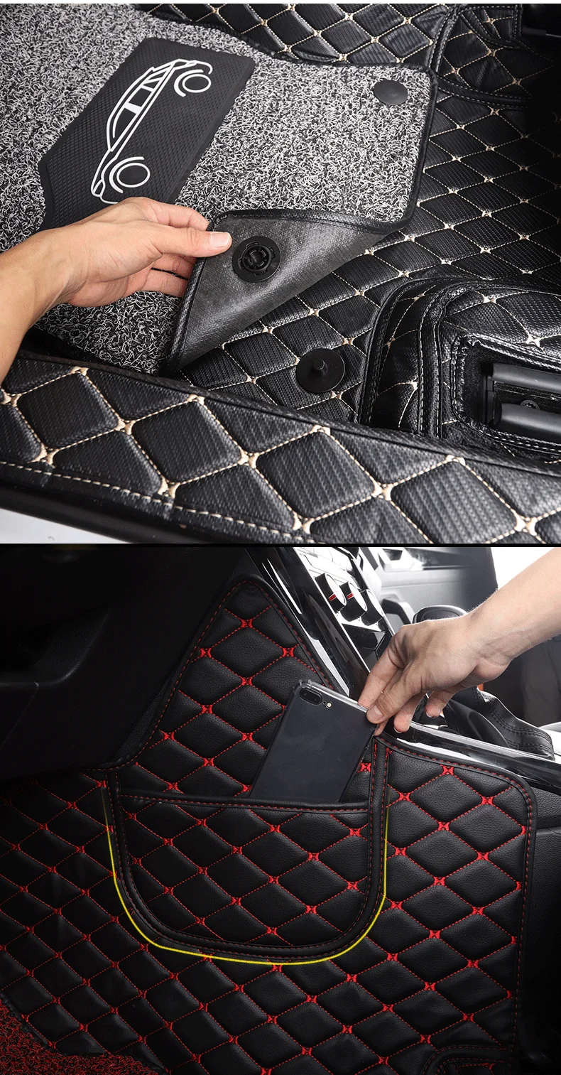 lsrtw2017 leather car interior floor mat for volkswagen t-roc accessories interior styling stickers covers