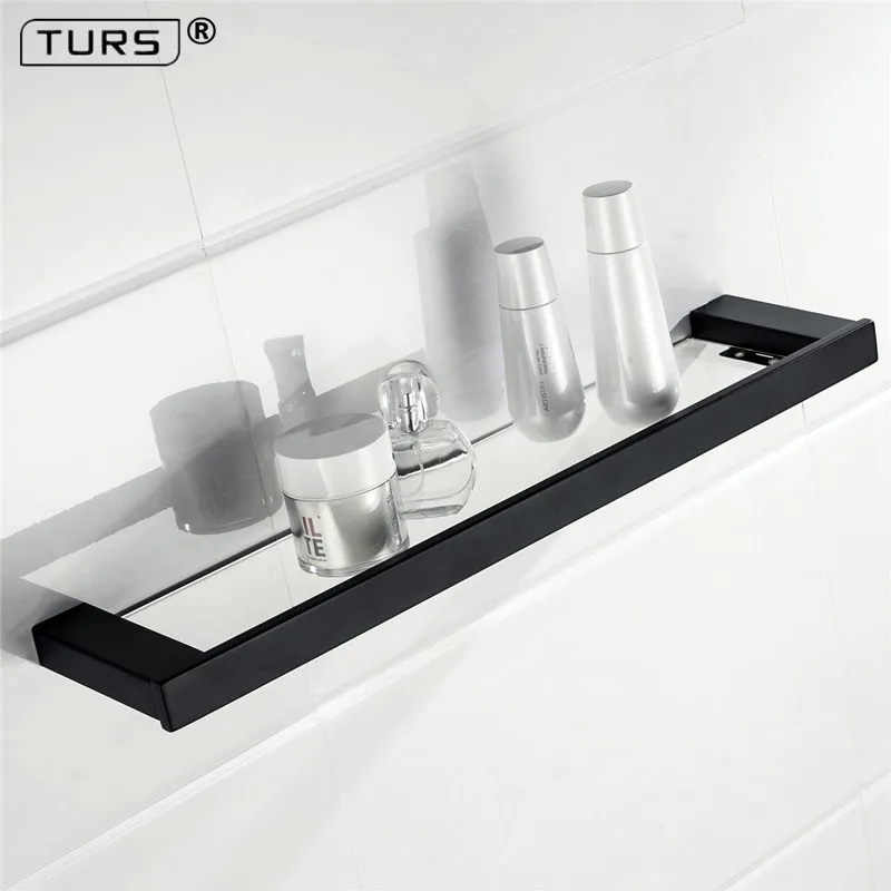 Black Matte SUS 304 Stainless Steel Glass Toilet Shelf ...