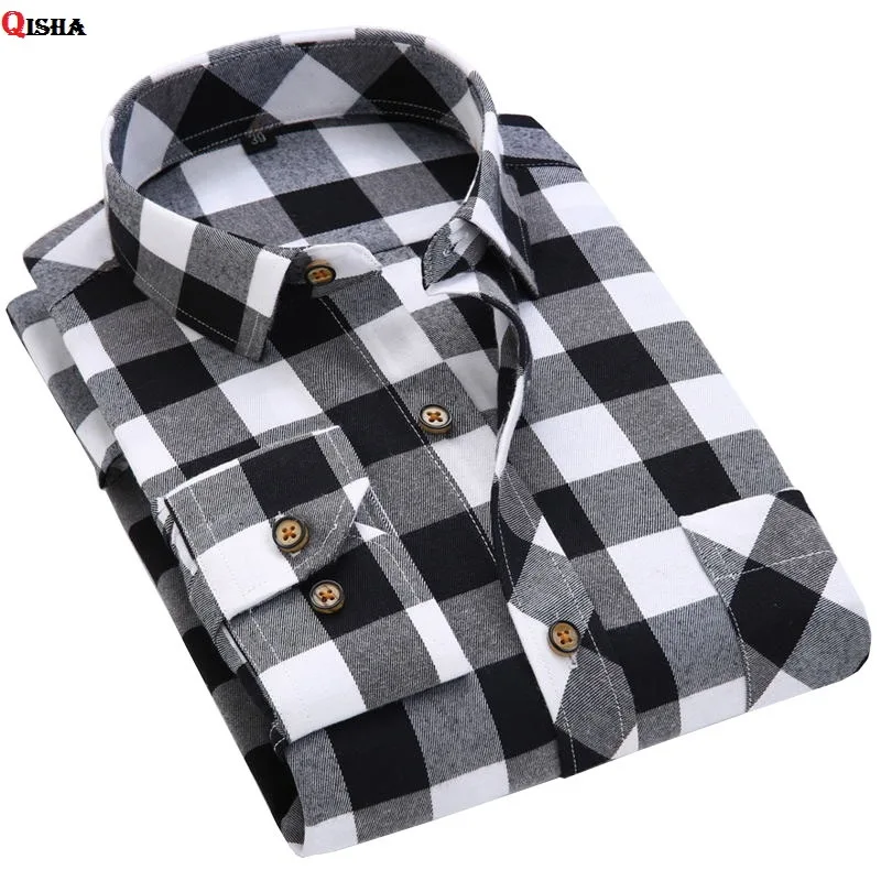 Men's Plaid Flannel Shirt Slim Fit Soft Comfortable Spring