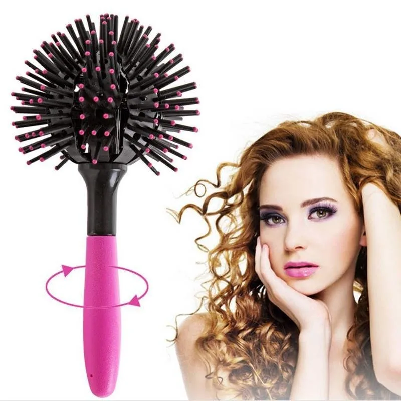 

3D Bomb Curl Brush Hair Comb Pink Curly Anti-Static Curler Comb Tool Hollow Circle DIY Home Use Hairdressing Comb