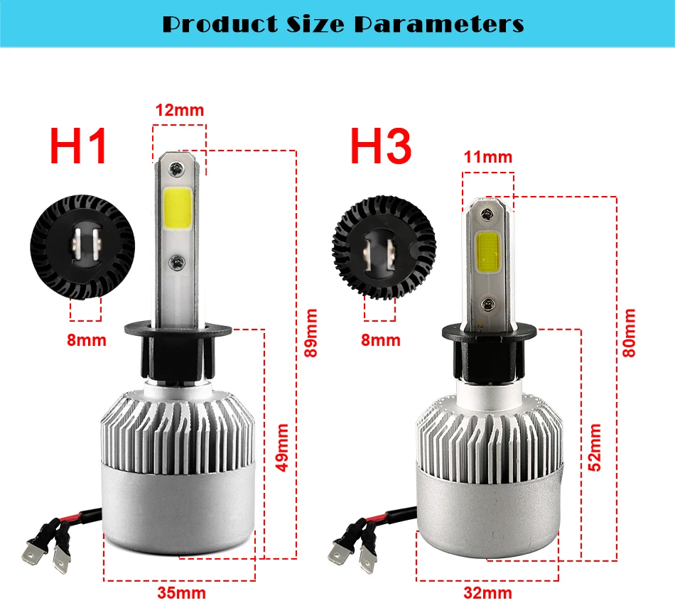S2 6000K 8000K H7 H4 H8 H9 H11 9005 9006 LED LAMPS (12)