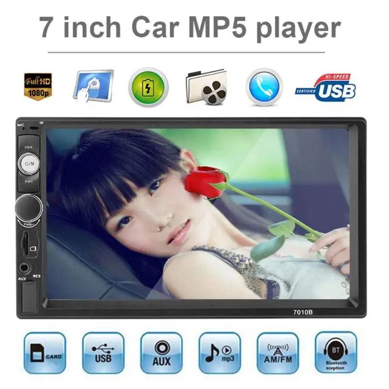 VODOOL Bluetooth MP5 плеер 7 дюймов HD Сенсорный экран Hands-free USB стерео MP3 FM радио аудио видео плеер реверсивный Дисплей