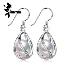 MINTHA Pearl earring long 925 Sterling Silver earrings wedding Birthday gift pearl Jewelry Women vintage stud