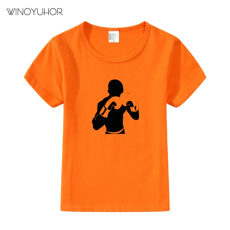 Kick бокс спорт Fighter дети смешные футболки летняя детская хлопковая одежда для малышей мальчиков/девочек повседневные крутые топы тройники - Цвет: Orange