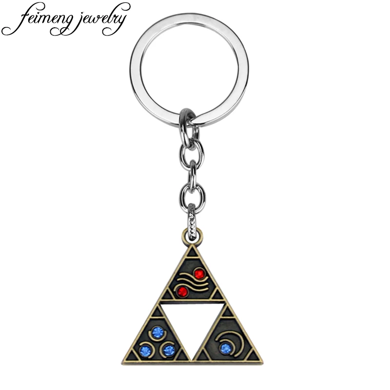 

Anime Game The Legend of Zelda Keychain Power Triforce Logo Crystal Bead Pendant Keyring Fashion Car Key Chain For Key Holder