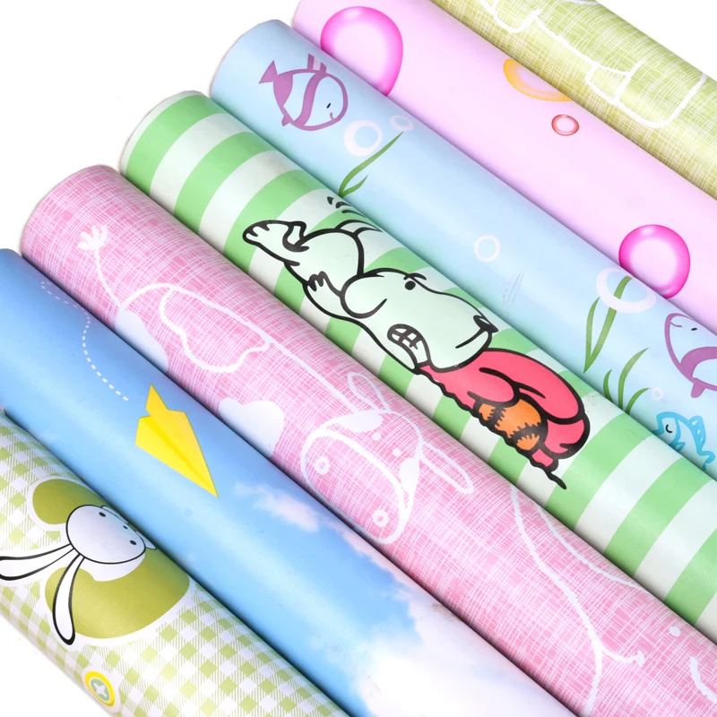 

New PVC vinyl glue waterproof child baby bedroom TV back dorm waterproof wardrobe desktop wallpaper wall sticker Cartoon plane