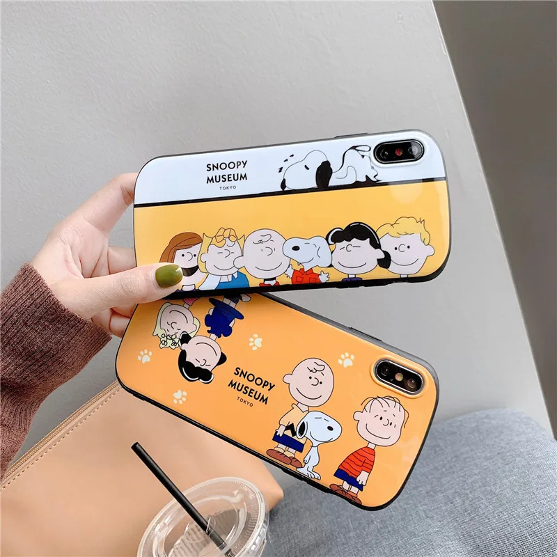 arc-shaped cute cartoon figure White dog IMD soft shell Yellow white phone Case For Apple iphone 6 6s 7 8 Plus X XS XR MAX case |