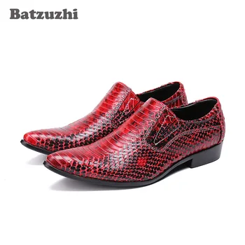

Batzuzhi Italy Style Men Shoes Pointed Formal Business Leather Dress Shoes Zapatos Hombre Wine Red Party and Wedding, US6-12, 46