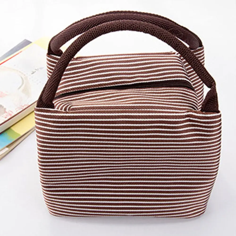 Дорожная сумка для пикника, полосатая стильная термо сумка для еды с теплоизоляцией для детей, Женская портативная модная большая