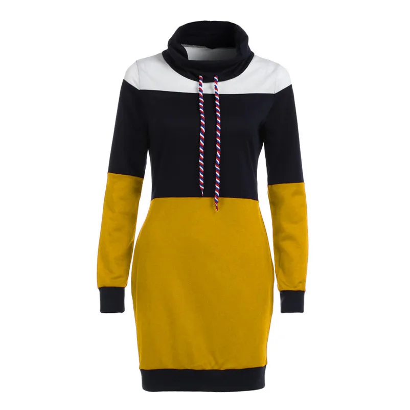 Pullover Dress Woman Knitwear Winter Long Sleeve Women Collared Long Sleeve Dress Casual Bodycon Short Mini Sundress N21#N (5)