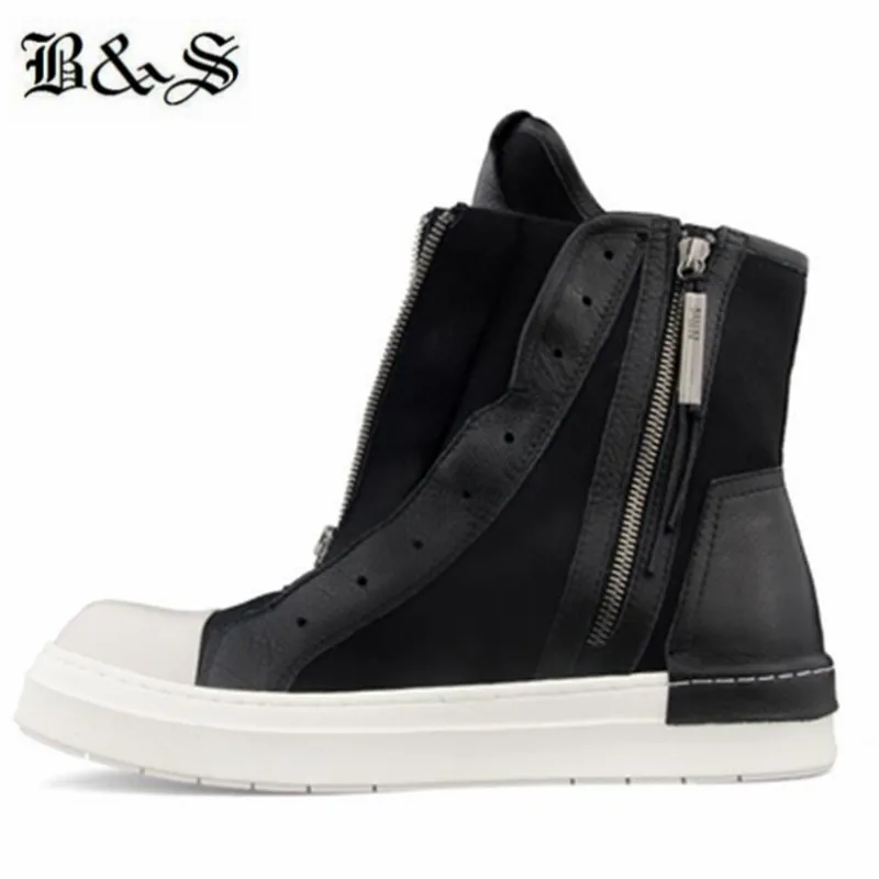 Designer de Nova Marca de Alta Botas de Rua Handmade Espreitadela Plana Zíper Duplo Botas Super Cool Homens Personalizados Personalizado Top
