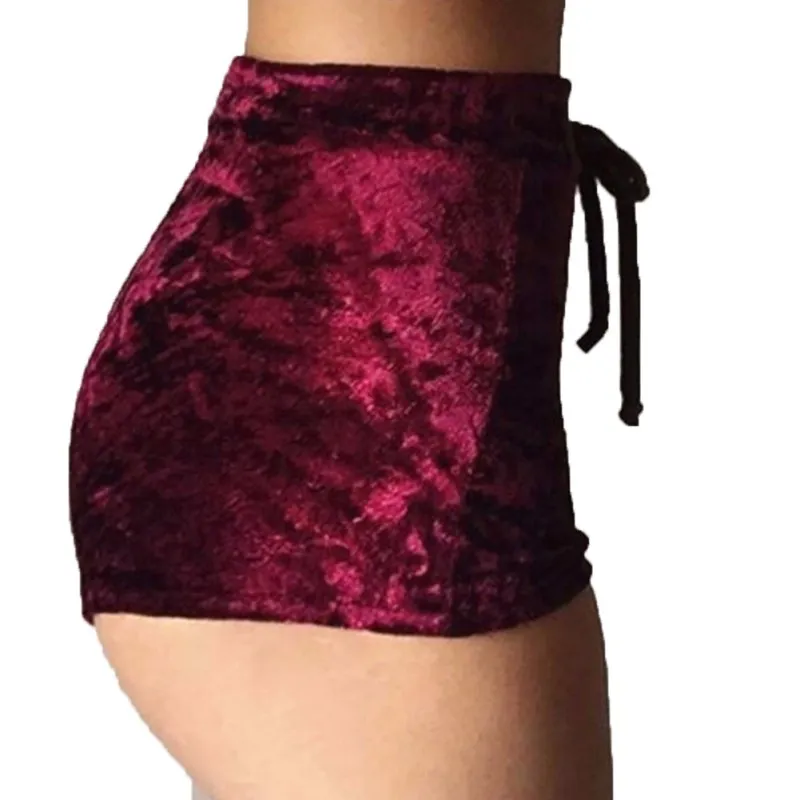 S-XL Women Shorts Velvet Drawstring Shorts High Waist Autumn Winter Sexy Elegant Skinny Shorts S-XL Women Shorts Velvet Drawstring Shorts High Waist Autumn Winter Sexy Elegant Skinny Shorts