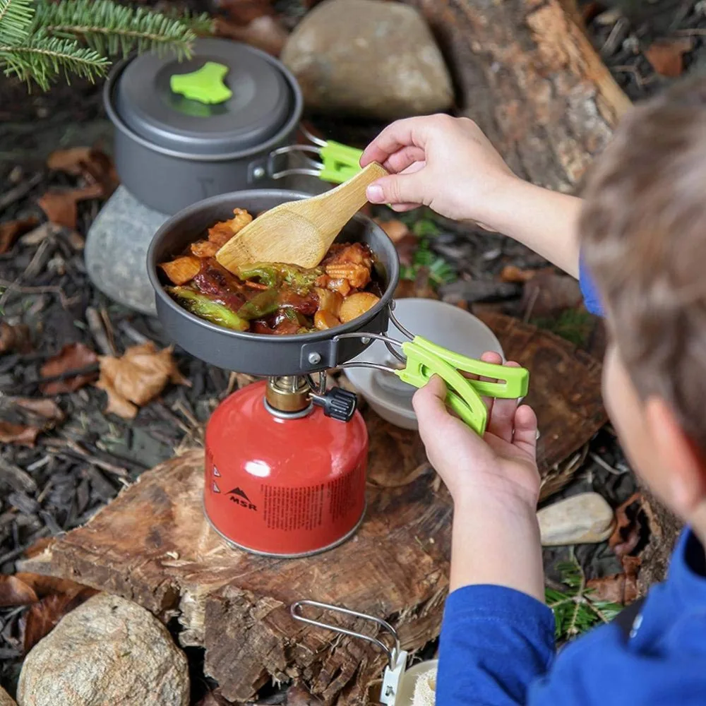 

Portable Non-Stick Outdoor Stoves Camping Cookware Kit Tableware Camping Pots and Pans Set for Hiking Picnic Camping Accessories