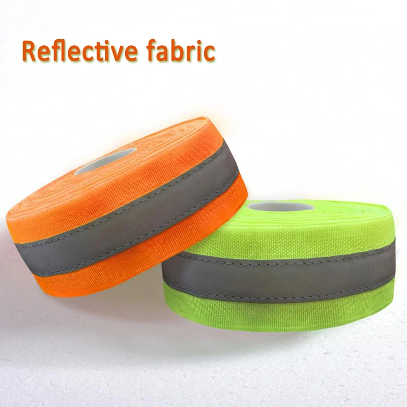 

50mm width Fluorescent yellow/Fluorescent Orange Reflective Fabric Sew On safe clothing