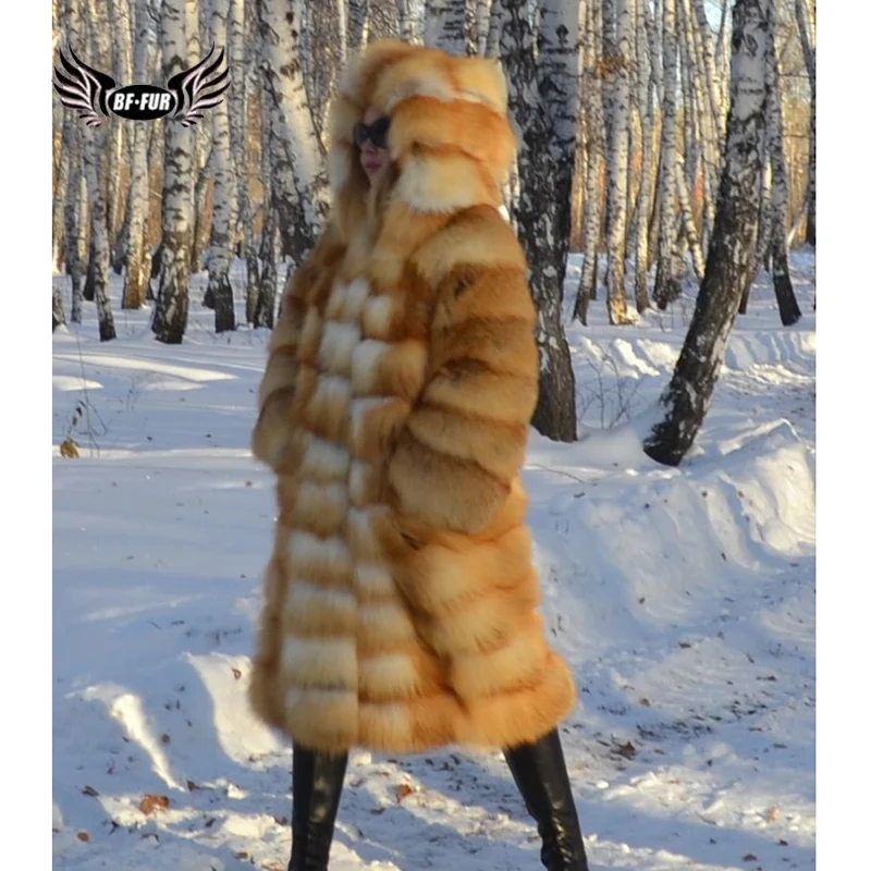 Женская куртка BFFUR, из натурального меха лисы, большого размера Женская куртка BFFUR, из натурального меха лисы, большого размера