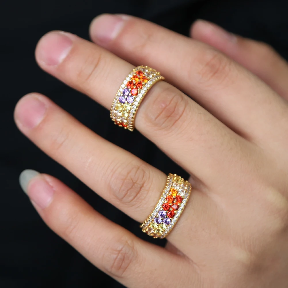 

2019top quality gold filled luxury multi color cz engagement ring rainbow cubic zirconia dainty rings for women gorgeous Jewelry