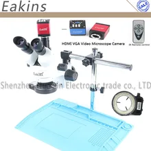 7X-45X Simul-Focal Тринокулярный Стерео микроскоп 14MP HDMI микроскоп камера 144 светильник для ремонта мобильного телефона инструменты
