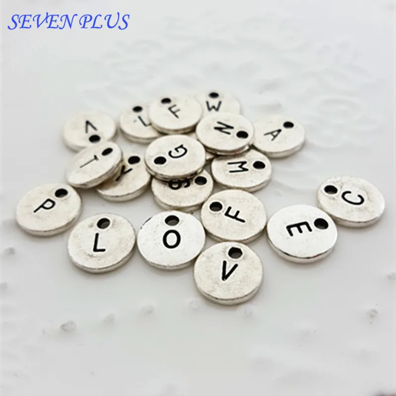 

Diameter 10mm 26 Pieces(From A To Z) Antique Silver Plated Small Alphabet Tags Initial Charms For Diy Jewelry Making