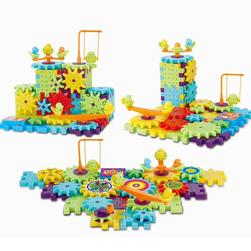 81 шт. электрические магические шестерни строительные блоки 3D головоломки мини строительство DIY Пластиковые забавные развивающие мозаичные игрушки для детей