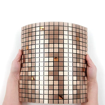 

Homey Mosaic Fireproof Modern Peel and Stick Wall Tile Waterproof 3D Self-adhesive Wall Sticker 12inch for Wall Decor Rose Gold