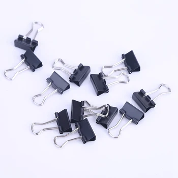 

12 Pcs/lot High Quality Black Metal Binder Clips 15mm Notes Letter Clip Office Supplies Binding Clip