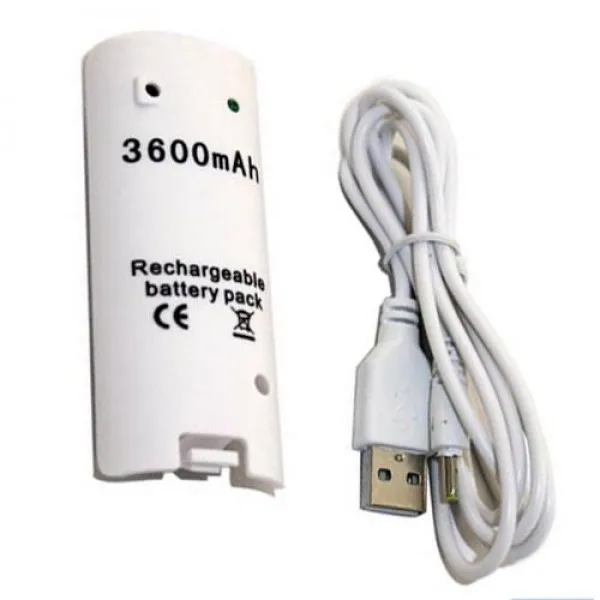 OSTENT White 3600mAH Rechargeable Battery Charger Cable for Nintendo Wii Remote Controller|cable for|cables chargercable white |